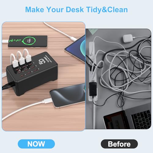 50W 12-Port USB Charging Station for Multiple Devices,Portable USB Charging Hub Compatible with iPhone, Android,Tablet and More-Compact Charger Block for Home, Office & Entrepreneur