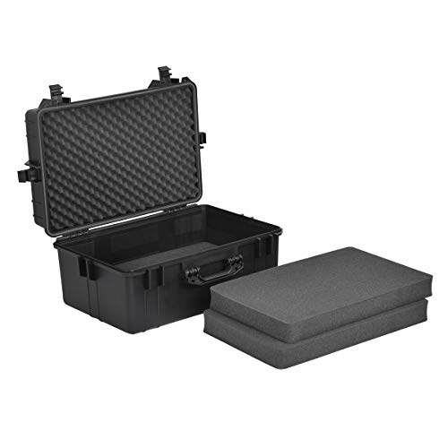 MEIJIA All Weather Waterproof Hard Camera Case,Hard Case with Customizable Fit Foam,Fit Use of Drones,Camera,Equipments,Pistols,Elegant Black (Black, 24.01"x16.92"X12.2") - size: 24.01"x16.92"X12.2"
