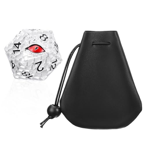 1 die Metal D20 DND Dice - Dragon Scale Metallic 20 Sided Giant Polyhedral Dice,35mm Large Dragon Eye Metal D&D Dice for Dungeons and Dragon Tabletop Game(White Dragon Scale) - color: White Dragon Scale