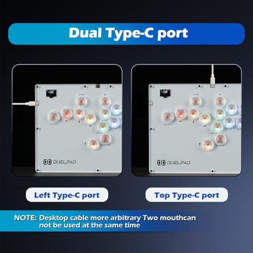 Duelpad Leverless Controller Arcade Stick, Zen16 Arcade Controller for PC/PS3/PS4/PS5/Switch/Steam, All-Button Arcade Fight Stick with SOCD/TURBO/Custom RGB/Hot-Swap/Low-Profile Switch (Medium) - size: Medium
