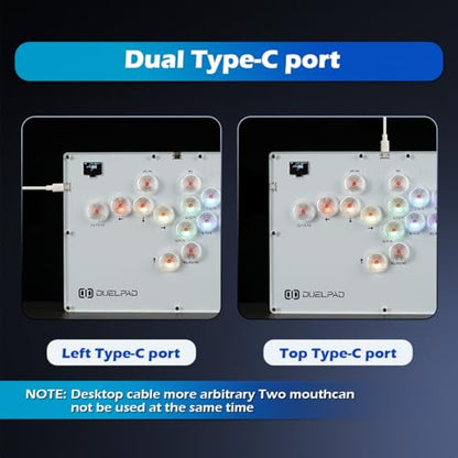 Duelpad Leverless Controller Arcade Stick, Zen16 Arcade Controller for PC/PS3/PS4/PS5/Switch/Steam, All-Button Arcade Fight Stick with SOCD/TURBO/Custom RGB/Hot-Swap/Low-Profile Switch (Medium) - size: Medium