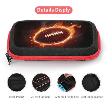 AoHanan Switch Carrying Case Football Ball in Fire And Water Switch Game Case with 20 Games Cartridges Hard Shell Travel Protection Storage for Console & Accessories - color: Football Ball in Fire