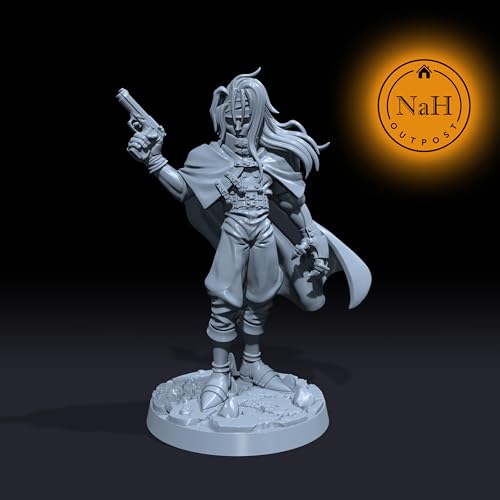 Generic Jaxxon Blackwood | Victor Tinevale | Human Gunslinger Miniature for Tabletop Games Like D&D and War Gaming| Dungeons and Dragons Mini | RN estudio Clear Acrylic Base, Gray