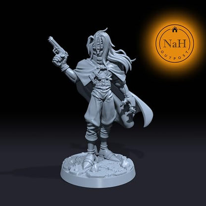 Generic Jaxxon Blackwood | Victor Tinevale | Human Gunslinger Miniature for Tabletop Games Like D&D and War Gaming| Dungeons and Dragons Mini | RN estudio Clear Acrylic Base, Gray