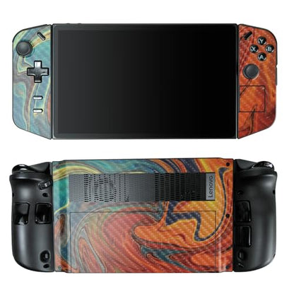Carbon Fiber Gaming Skin Compatible with Lenovo Legion Go - Lava Water - Premium 3M Vinyl Protective Wrap Decal Cover - Easy to Apply | Crafted in The USA by MightySkins - color: Lava Water, style: Carbon Fiber Textured Finish