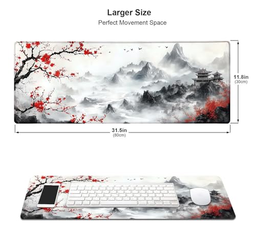 Large Mouse Pad, Desk Mat Computer Keyboard Pad Non-Slip Rubber Base Waterproof with Stitched Edges for Laptop Gaming, Office & Home 31.5 x 11.8 Inch (XL-11) - color: Xl-11