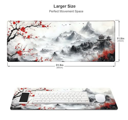 Large Mouse Pad, Desk Mat Computer Keyboard Pad Non-Slip Rubber Base Waterproof with Stitched Edges for Laptop Gaming, Office & Home 31.5 x 11.8 Inch (XL-11) - color: Xl-11