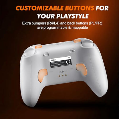 8BitDo Ultimate 2 Wireless Controller, Game Gamepad for PC Steam Android with TMR Joysticks, Switchable Hall Effect/Tactile Triggers, RGB Fire Ring, PC Steam Gamer Gift - color: White