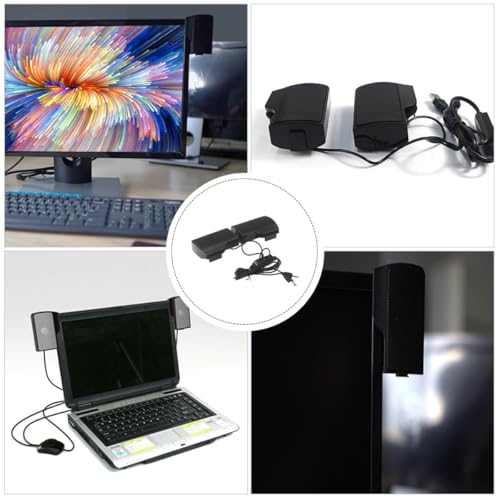 VALICLUD USB Computer Speaker Clip-on for Laptop Desktop, Wired Music Voice Box with 3. Power Supply, Compact Home Office Monitor Soundbar