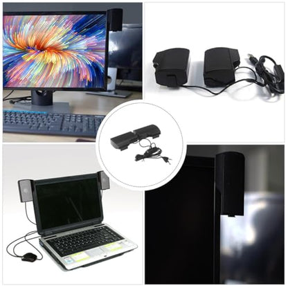 VALICLUD USB Computer Speaker Clip-on for Laptop Desktop, Wired Music Voice Box with 3. Power Supply, Compact Home Office Monitor Soundbar