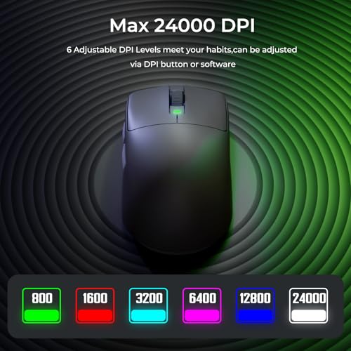 RK ROYAL KLUDGE RK M30 Wireless Gaming Mouse, 24000 DPI, 43g Ultra-Lightweight, PAW3311 Sensor, 2.4G/Bluetooth/USB-C Rechargeable Wireless Mouse with 5 Programmable Buttons for PC/Mac, Black Grey - color: black grey