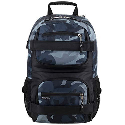 Eastsport Travel Skateboard Backpack Double Strap Laptop Bag Multi-Sport Design for Men and Women, Camo Black - color: Midnight Camo/Black