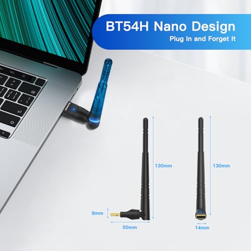 Long Range Upgraded Bluetooth 5.4 Adapter for PC, 5dBi High Gain Wireless USB Dongle for Windows 11/10/8.1/7 Laptop Linux Desktop, Plug & Pair Keyboard Mice Headphone Speaker Game Controller - size: Small Long Range Sized