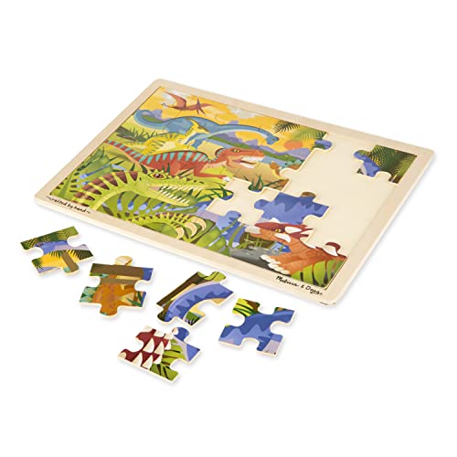 Melissa & Doug Dinosaurs Wooden Jigsaw Puzzle with Storage Tray (24 pcs) - style: Dinosaurs