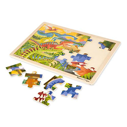 Melissa & Doug Dinosaurs Wooden Jigsaw Puzzle with Storage Tray (24 pcs) - style: Dinosaurs