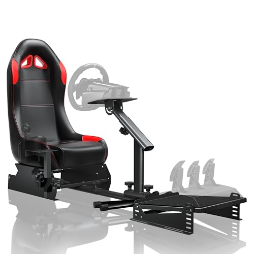 RACGTING Foldable Racing Simulator Cockpit with Leather Seat, Built for Stable Braking & Immersive Home Racing, Compatible with Logitech, Thrustmaster, Fanatec, MOZA