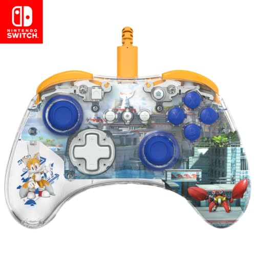 PDP REALMz Nintendo Switch Pro Controller, Customizable LED Lighting, 3.5mm Headphone Jack, Officially Licensed by Nintendo and SEGA: Sonic Superstars (Tails Seaside Hill Zone) - color: Tails
