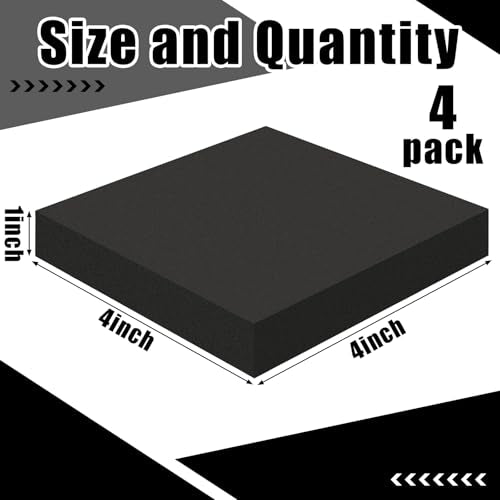 4 Pcs 1" Thick Foam Padding Sheet with Adhesive Backing Block | 4 Inch x 4 Inch, Closed Cell, Self Stick Neoprene Insulation Foam Sheet, Black, for Furniture Cars Speakers - color: Black, size: 1 Inch Thick, 4 x 4 Inches