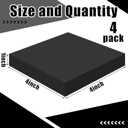 4 Pcs 1" Thick Foam Padding Sheet with Adhesive Backing Block | 4 Inch x 4 Inch, Closed Cell, Self Stick Neoprene Insulation Foam Sheet, Black, for Furniture Cars Speakers - color: Black, size: 1 Inch Thick, 4 x 4 Inches