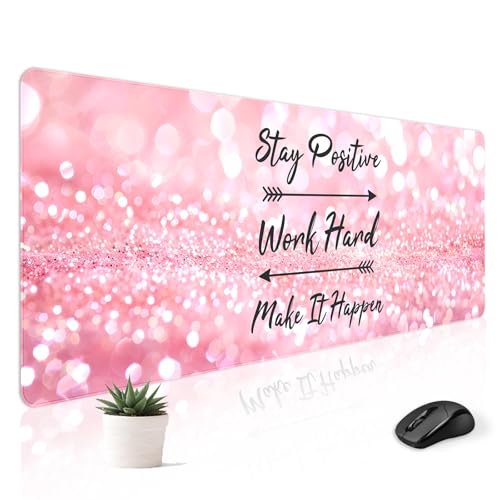 Mousepad Desk Mat Gaming Large Keyboard Cute Office Desktop Computer Laptop Quotes XXL Long Giant Big Kawaii Aesthetic Girly Pretty Design Women Girl Gamer Oversized Wide 30x12'' Mousepad - color: Postive