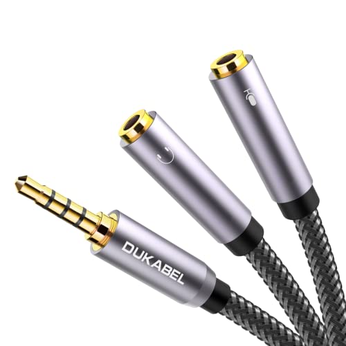 Headsets Adapter, 3.5mm Headphone Microphone Splitter - 11inch/30CM | Separate Headphone and Microphone, 24K Gold-Plated Connector, Compatible with PS5, Xbox One Controller, Smartphone, PC - size: 30 cm