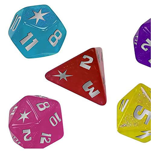 Renegade Game Studios My Little Pony RPG Dice Set - Polyhedral Dice for Tabletop Roleplaying | Official set with d4-d20, two-sided icon coin, and purple velvet storage bag. Compatible with the MLP Roleplaying Game