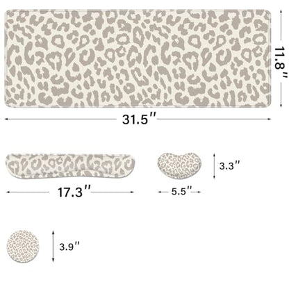 Cheetah Desk Pad and Keyboard Wrist Rest, Large Mouse Pad + Keyboard Pad+Mouse Wrist Support, Non-Slip Desk Mat Protector for Office, Home 31.5×11.8 Inches Leopard - color: Leopard