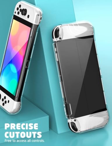 Mumba Case for Nintendo Switch OLED 2021, [Thunderbolt Series] Protective Clear Cover with TPU Grip Compatible with Nintendo New Switch OLED 7 Inch Console and Joy-Con Controller (Clear) - color: Clear
