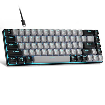 MageGee Portable 60% Mechanical Gaming Keyboard, MK-Box LED Backlit Compact 68 Keys Mini Wired Office Keyboard with Blue Switch for Windows Laptop PC Mac - Grey/Black - color: Grey/Blue Switch