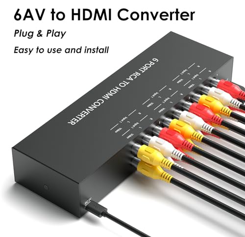 6 Port RCA to HDMI, 1080P/720P 6 Way AV to HDMI Converter Composite CVBS AV Switch to HDMI Converter Adapter Support 4:3/16:9 Switching, for Sega Xbox PS2 PS3 N64 NGC SNES WII VHS VCR Camera - color: 6AV to HDMI Converter