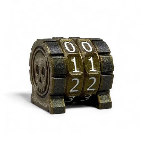 Life Counter Health Tracker for Board Games, TTRPGs, and Card Games with Skull Symbol, Compatible with MTG, 2 Gold Wheels with White Numbers - color: 2 Gold Rings+white Numbers