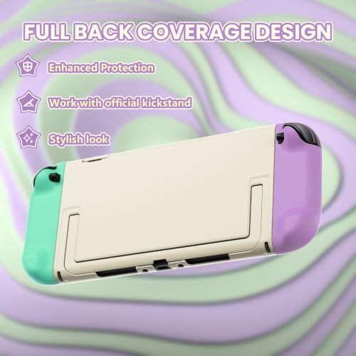 PlayVital Protective Case for Nintendo Switch 2 - Cute Dockable Hard Case Shell for Switch 2 with Thumb Grip & Sticker & Button Caps, Anti-Scratch & Shockproof Cover Skin - Soft Violet & Mint Green - color: Soft Violet & Mint Green