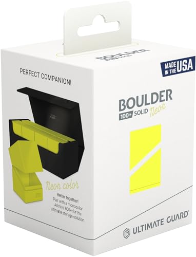 Ultimate Guard Boulder Solid 100+, Deck Case for 100 Double-Sleeved TCG Cards, Neon Yellow, Secure & Durable Storage for Trading Card Games, No Transparency - color: Neon Yellow
