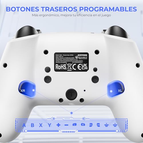 ECHTPower Switch 2 Pro Controller with Hall Effect Joysticks, One-Key Wake-Up for Switch 2, Wireless Controller for Switch 2/Switch/Lite/OLED, Turbo Button, 4 Back Buttons, RGB Lighting, 3.5mm Jack, Dual Vibration, 6-Axis Gyro - color: White