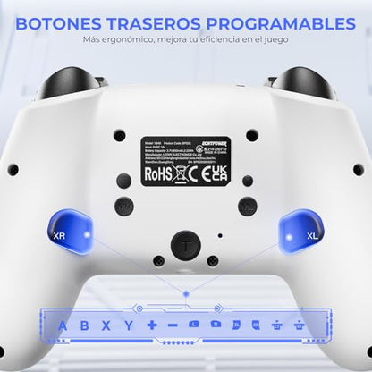 ECHTPower Switch 2 Pro Controller with Hall Effect Joysticks, One-Key Wake-Up for Switch 2, Wireless Controller for Switch 2/Switch/Lite/OLED, Turbo Button, 4 Back Buttons, RGB Lighting, 3.5mm Jack, Dual Vibration, 6-Axis Gyro - color: White