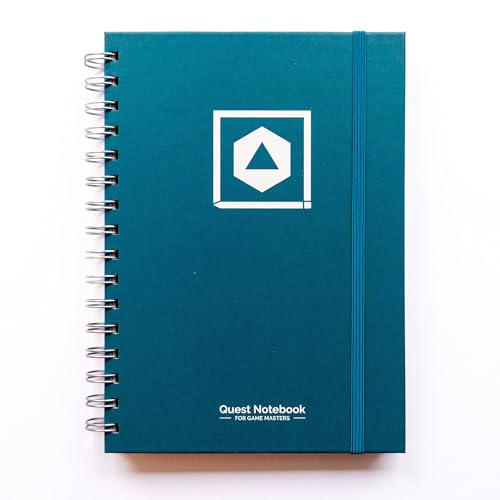 Roll & Play Press Game Master's Quest Notebook: 120 page, A5 hardback world-building journal for character, setting and plot notes, with lined, gridded and hex paper