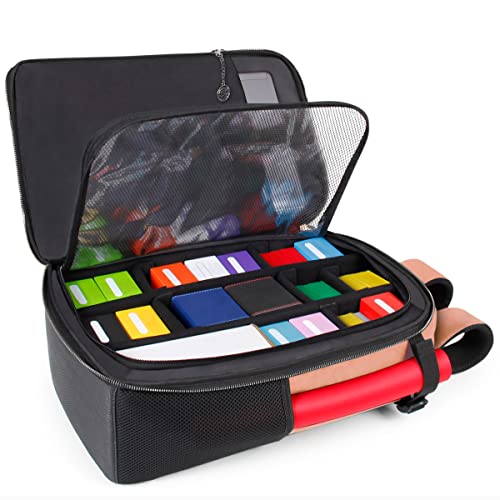 ENHANCE MTG Backpack TCG Card Storage - TCG Backpack for Deck Boxes, Sleeved Cards, Playmats, MTG Accessories - Customizable Organization Protected by Built-in Defender Screen - color: Dragon Pink