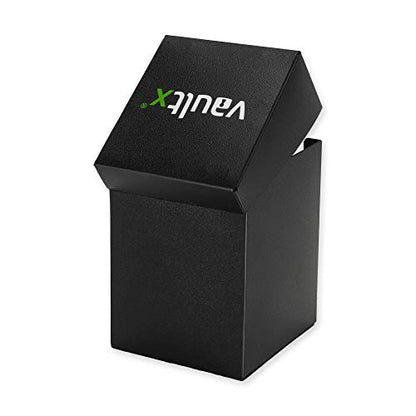 Vault X Large Standard Deck Box with 150 Black Sleeves, fits 100+ Sleeved Trading Cards (Black) - color: Black