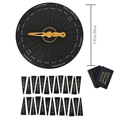 DND Time Tracker and Event Clock for TTRPG - Manual 24-Hour Day/Night Cycle & Spell Duration Tracker - Essential Dungeon Master Tool for DND, MTG, Tabletop Games - Unique Gamer Gift