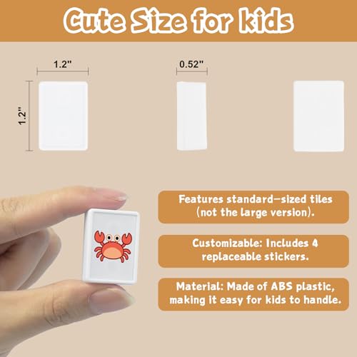65 Tiles 30mm Seaside Escape Game Block Matching Game for Kids, Vita Mahjong Game Set in ABS Plastic Material Set with 4 DIY Stickers (White) - color: White