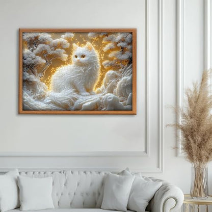 PICKFORU Cat 1000 Piece Puzzle for Adults, Jade Carving Cute Kitten Jigsaw Puzzles, Unique Art Animal as Wall Decor - style: Jade & Whiskers