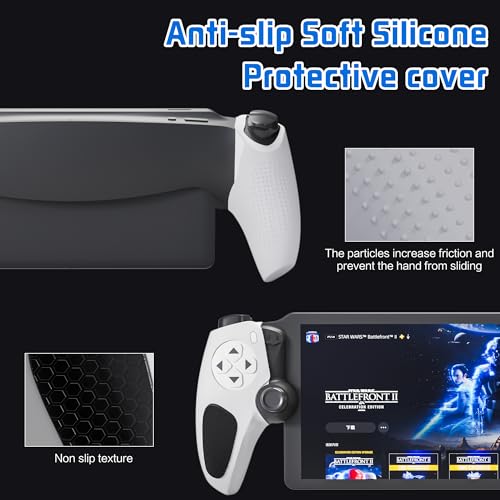 FUNDIARY Anti-Slip Silicone Skin for Ps5 Controller, PS5 Controller Accessories, Soft Protective Cover Case for PlayStation 5 Control Grip, Shockproof Grip Case with 4 Thumb Caps(White) - color: White with Black Handle Grip