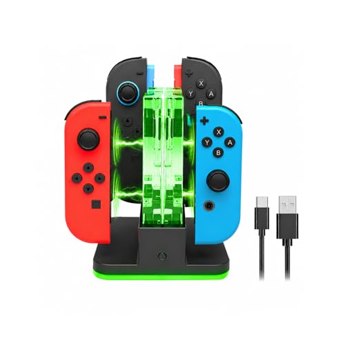 4 in 1 Charging Dock Compatible with Nintendo Switch 2/Switch 1 for Joy Con & JoyCons 2 Magnetic Fast Controller Charger Dock Station with RGB Light