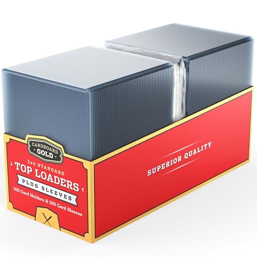 Cardboard Gold 35pt Top Loaders for Cards - 100 Count w/Bonus Sleeves | Rigid PVC Trading Protectors, Soft Penny Sleeve Inserts Included, Baseball, TCG, Football, Bulk Collectible Accessory, Sport - size: 100 Toploaders