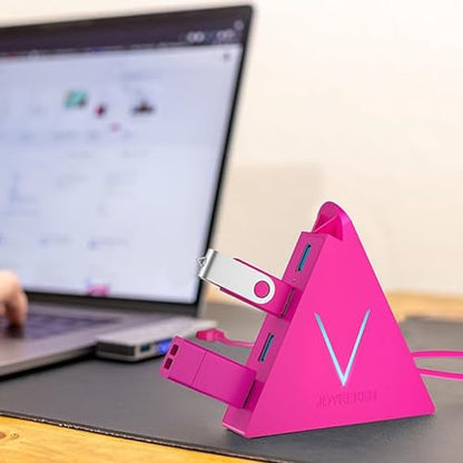 USB Hub 3.0, JoyReken 4-Port USB Splitter for Laptop, Ps4 Keyboard and Mouse Adapter Compatible with Xbox, PC, MacBook, Surface Pro, Flash Drive, HDD, Console, Printer, Camera,Keyborad,Mouse, Hot Pink - color: HotPink-A