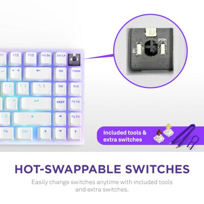 NZXT Function 2 MiniTKL Wired Tenkeyless Optical Gaming Keyboard - 8K Polling Rate - Linear Optical Switches - Adjustable Actuation - Double-Shot PBT Keycaps - RGB - Hot-Swappable - White - color: White, size: Mini Tenkeyless, style: Function 2
