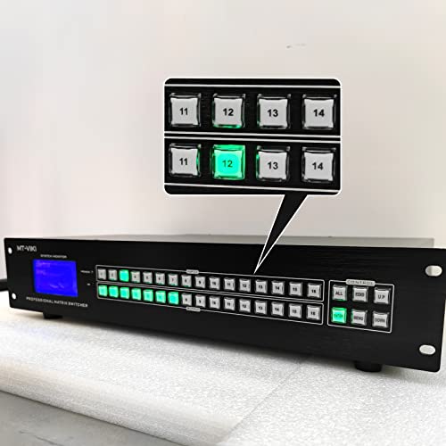 MT-VIKI Upgraded 4K HDMI Matrix Switch 16x16 w/Web GUI,Built-in US ADI Chip | 4K@30Hz 2U Rack Mount Matrix Switcher & Splitter, EDID, RS232, LAN Port, Remote - size: 16X16 w/ WEB