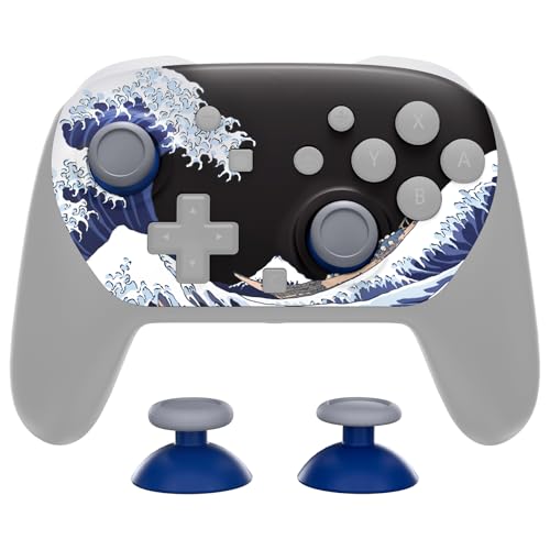 eXtremeRate DIY Replacement Faceplate Shell for Nintendo Switch 2 Pro Controller, Custom Front Housing Case, Thumbsticks and Screwdriver Tools for Switch 2 Pro Controller - The Great Wave Off Kanagawa - color: The Great Wave Off Kanagawa
