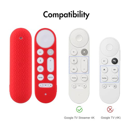 LEFXMOPHY Cover for Google TV Streamer 4K 2024 Voice Remote Control Red Silicone Case Protective Skin - color: RED
