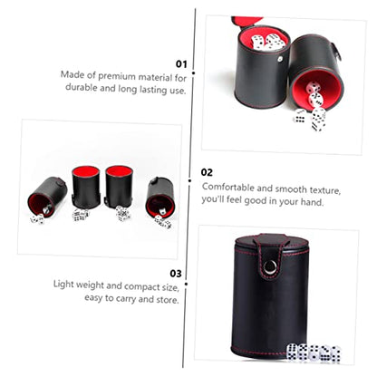 1set Leather Dice Storage Cup Set Lid Pu Leather Double-Layer Dice Container Includes Dices Quiet Shaker for Games Comfortable Grip for and Travel